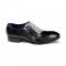 Duca Di Matiste "Viroli" Black / Grey Genuine Italian Calfskin Side Lace-Up Slip-On Shoes.